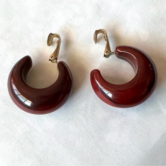 Sarah Coventry Long Necklace & Earrings Set Reddish Brown Marbled Vintage EUC - Picture 5 of 16